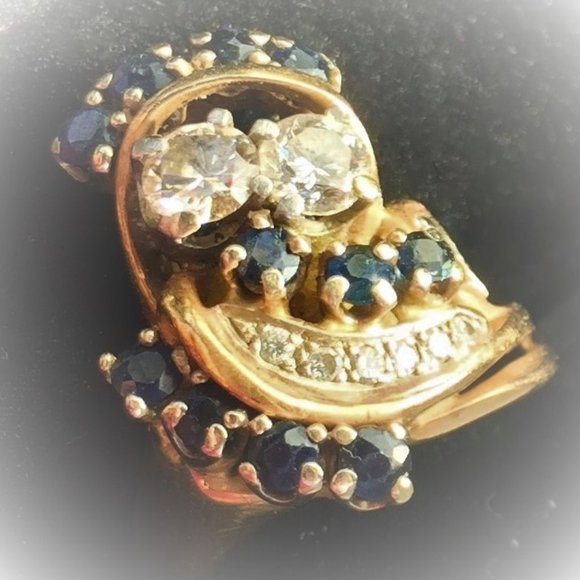 Custom Made Twin Diamond, 11 Sapphires accented with more Diamonds (RING)  7 - Picture 10 of 10